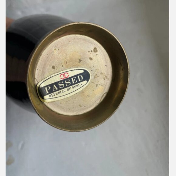 SOLID BRASS - heavy vintage Peacock Vase Abalone Shell, Mother Of Pearl - Picture 5 of 8